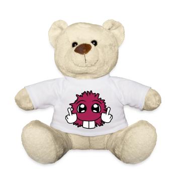 frech wichser fuck you off beleidigung mittelfinge - Teddy - Weiß - Vorne