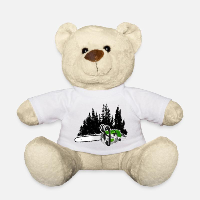 Votre entreprise forestière - tronçonneuse et forêt (vert) - Nounours - blanc