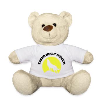 Wolfsilhouette im Mondkreis - Teddy - Weiß - Vorne