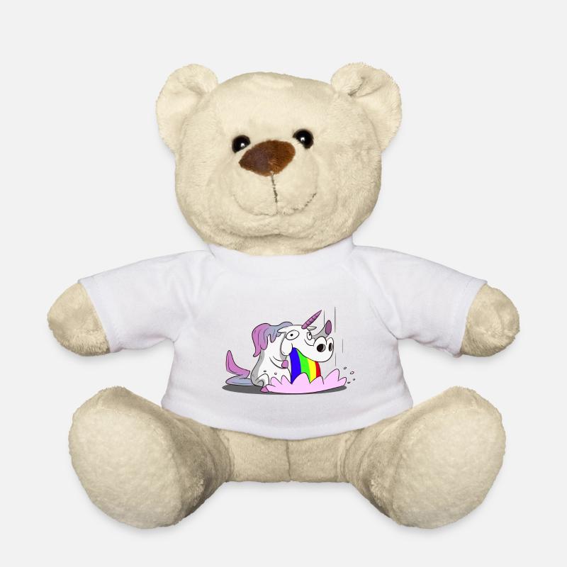 Unicorn, Einhorn brechend Regenbogen - Teddy - Weiß