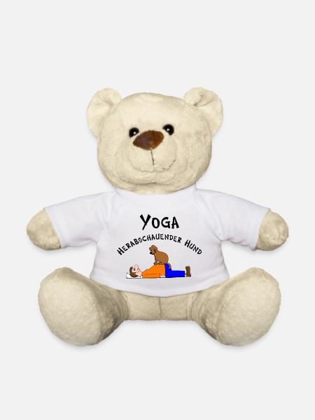 Yoga dog looking down - Teddy Bear - white