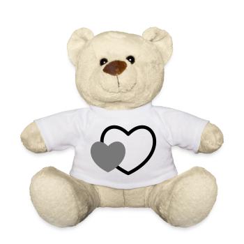 Heart in the heart I 2 hearts love gift - Teddy Bear - white - Front
