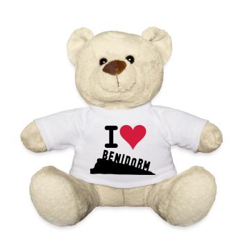 Crimson Heart Love Typography - Teddy Bear - white - Front