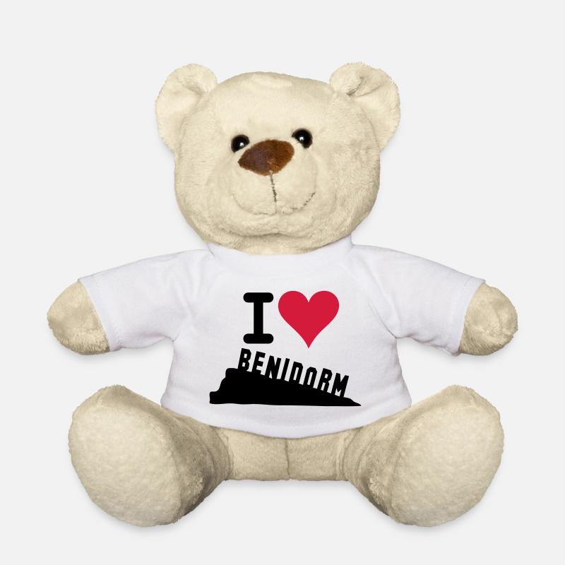 Crimson Heart Love Typography - Teddy Bear - white