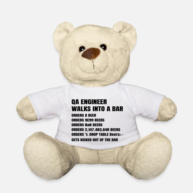 QA Engineer Walks Into A Bar Software Debugging - Teddy Bear - white