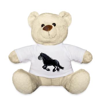 Schwarzes Friesenpferd - Friese - Teddy - Weiß - Vorne