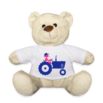 Farmer on tractor - Teddy Bear - white - Front