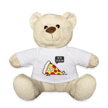 Funny Cartoon Pizza - Statement / Funny / Quote - Teddy - Weiß - Vorne
