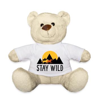 STAY WILD - Pferde vor Bergen und Sonnenuntergang - Teddy - Weiß - Vorne