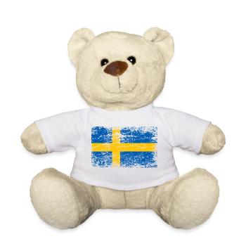 Schweden Flagge Used Look Malmö - Teddy - Weiß - Vorne