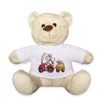 Kuh fährt Schwein - Teddy - Weiß - Vorne