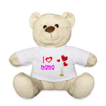Liebevolles Muttertagsherz Blumendesign - Teddy - Weiß - Vorne
