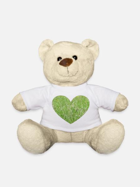 Grass heart - Teddy Bear - white