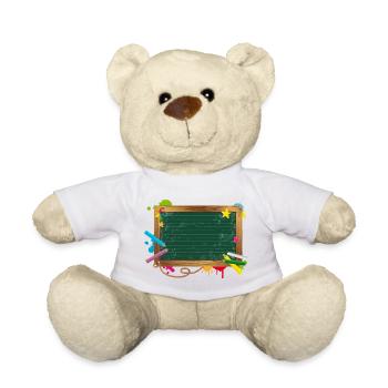 Blackboard for inscription with chalk and blobs - Teddy Bear - white - Front