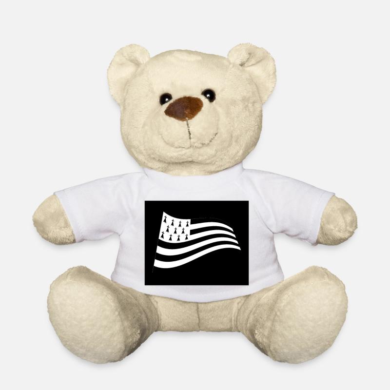 drapeau breton dans le vent - Nounours - blanc