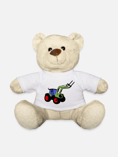 traktor, Bulldog, Frontlader, Bauer - Teddy - Weiß