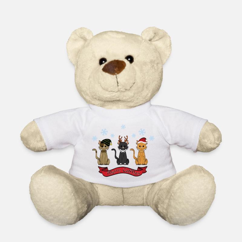 Frohe Katze Weihnachten! - Teddy - Weiß