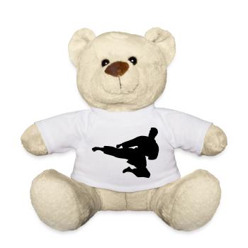 Karate or taekwondo jumped sideways - Teddy Bear - white - Front