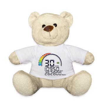 30 ans years compteur anniversaire days vitesse - Nounours - blanc - Devant