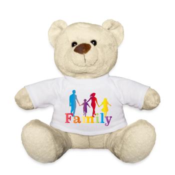 famille colorée,père,mère,fille et fils - Nounours - blanc - Devant