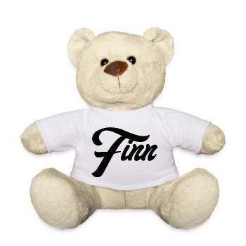 Name Finn geometric pattern on textiles - Teddy Bear - white - Front