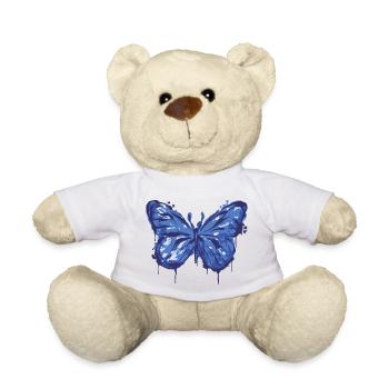 Butterfly Ink Animal Art Cool Design - Teddy Bear - white - Front