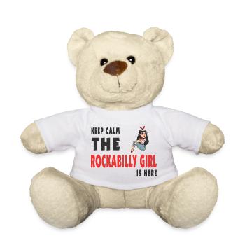 Keep Calm Rockabilly Girl - Teddy Bear - white - Front