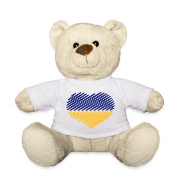 Ukraine Herz (Flagge / Blau - Gelb) - Teddy - Weiß - Vorne