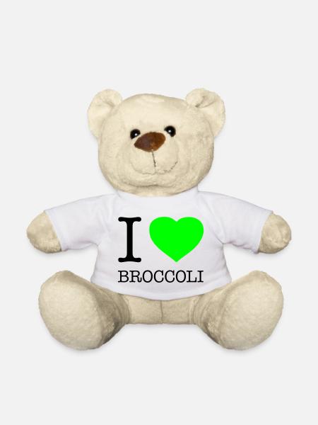 I LOVE BROCCOLI Brokkoli Gemüse - Teddy - Weiß