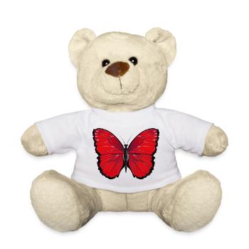 red butterfly hand-drawn and coloured - Teddy Bear - white - Front