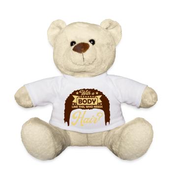 Who Needs Hair Spruch - Teddy - Weiß - Vorne