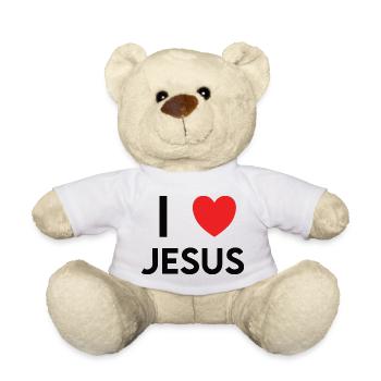 I Love Jesus Heart - Teddy Bear - white - Front