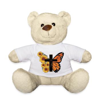 Schmetterling Blume Motivationsspruch Spruch Frau - Teddy - Weiß - Vorne