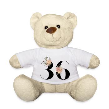 36th anniversary in bloom (Gift of 36 years) - Teddy Bear - white - Front