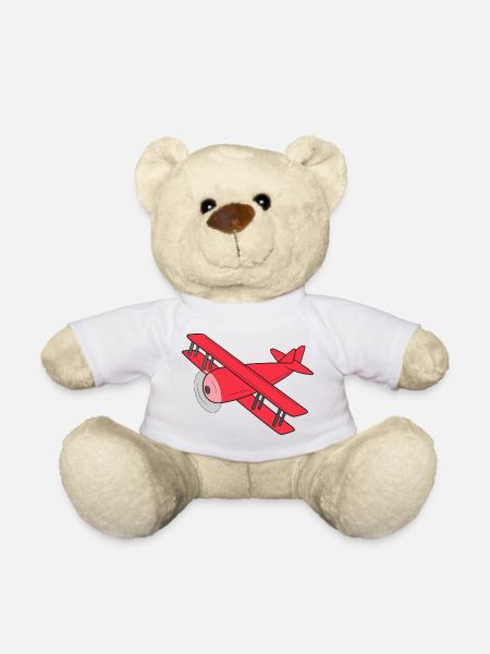 Flugzeug Doppeldecker - Teddy - Weiß