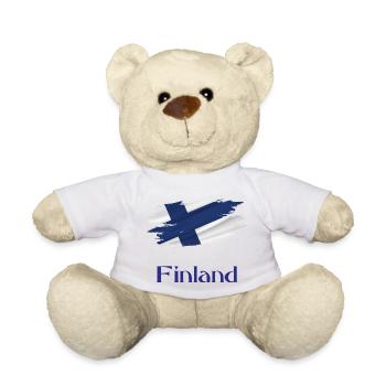 Flag Patriot Gift Home Country Flag Finlande - Nounours - blanc - Devant