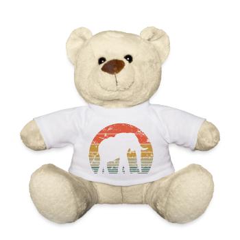 Elephant Retro Silhouette Wildlife Elephant Lover - Teddy Bear - white - Front