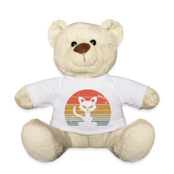 Niedliche Katze Retro Silhouette Katze Liebhaber & Besitzer Geschenk - Teddy - Weiß - Vorne