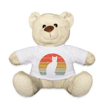 Niedliche Katze Retro Silhouette Katze Liebhaber & Besitzer Geschenk - Teddy - Weiß - Vorne