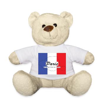 Paris - Hauptstadt mit GPS-Koordinaten & Flagge - Teddy - Weiß - Vorne