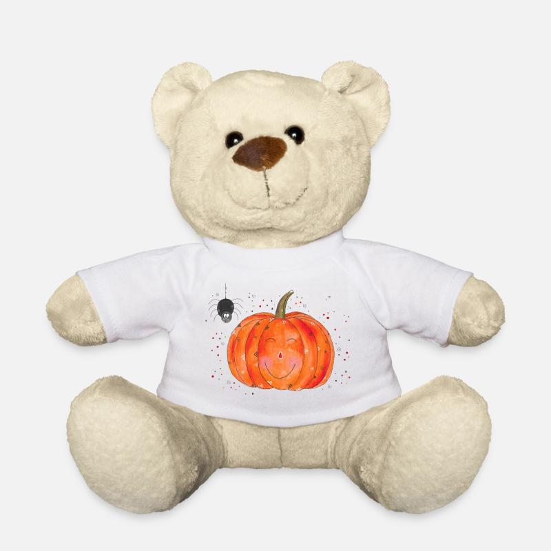 Kürbis Pumpkin Halloween Spinne - Teddy - Weiß