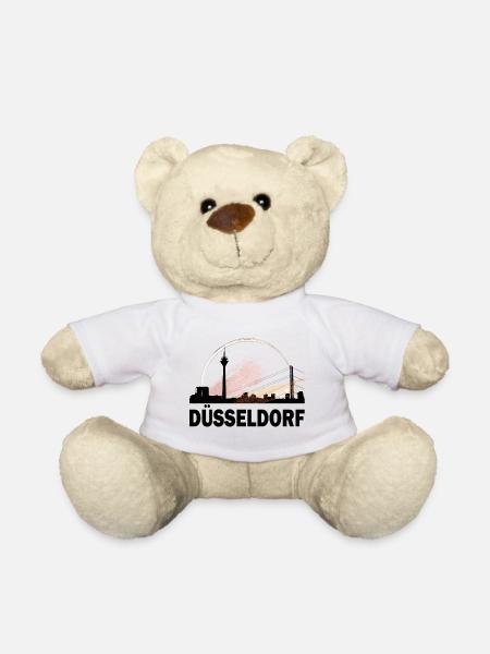 Düsseldorf Deutschland Stadt Skyline Schrift Gold - Teddy - Weiß