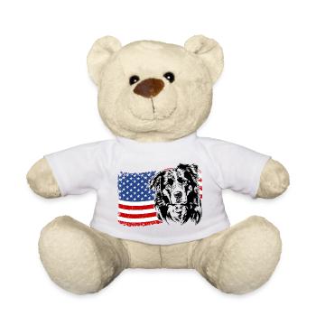 BORDER COLLIE Amérique Flag Chiens Chien Wilsigns - Nounours - blanc - Devant