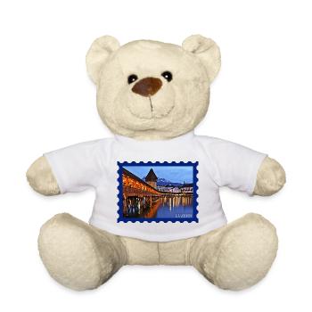 Luzern Holzbrücke Nachtstimmung - Teddy - Weiß - Vorne