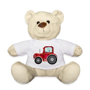 roter Traktor für Trecker und Bauernhof Fans - Teddy - Weiß - Vorne