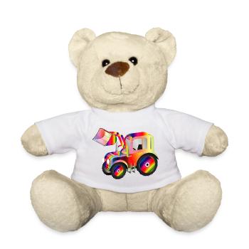 Chargeur frontal de tracteur aux couleurs vives de l’arc-en-ciel - Nounours - blanc - Devant