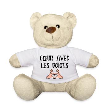 cœur avec les doigts - Nounours - blanc - Devant