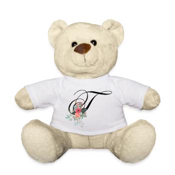 Letter t flowery - Teddy Bear - white - Front
