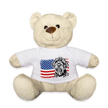 Korthals Griffon Amerika Fahne Hund Hunde Wilsigns - Teddy - Weiß - Vorne