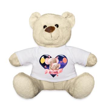 Mother elephant and her baby - Teddy Bear - white - Front